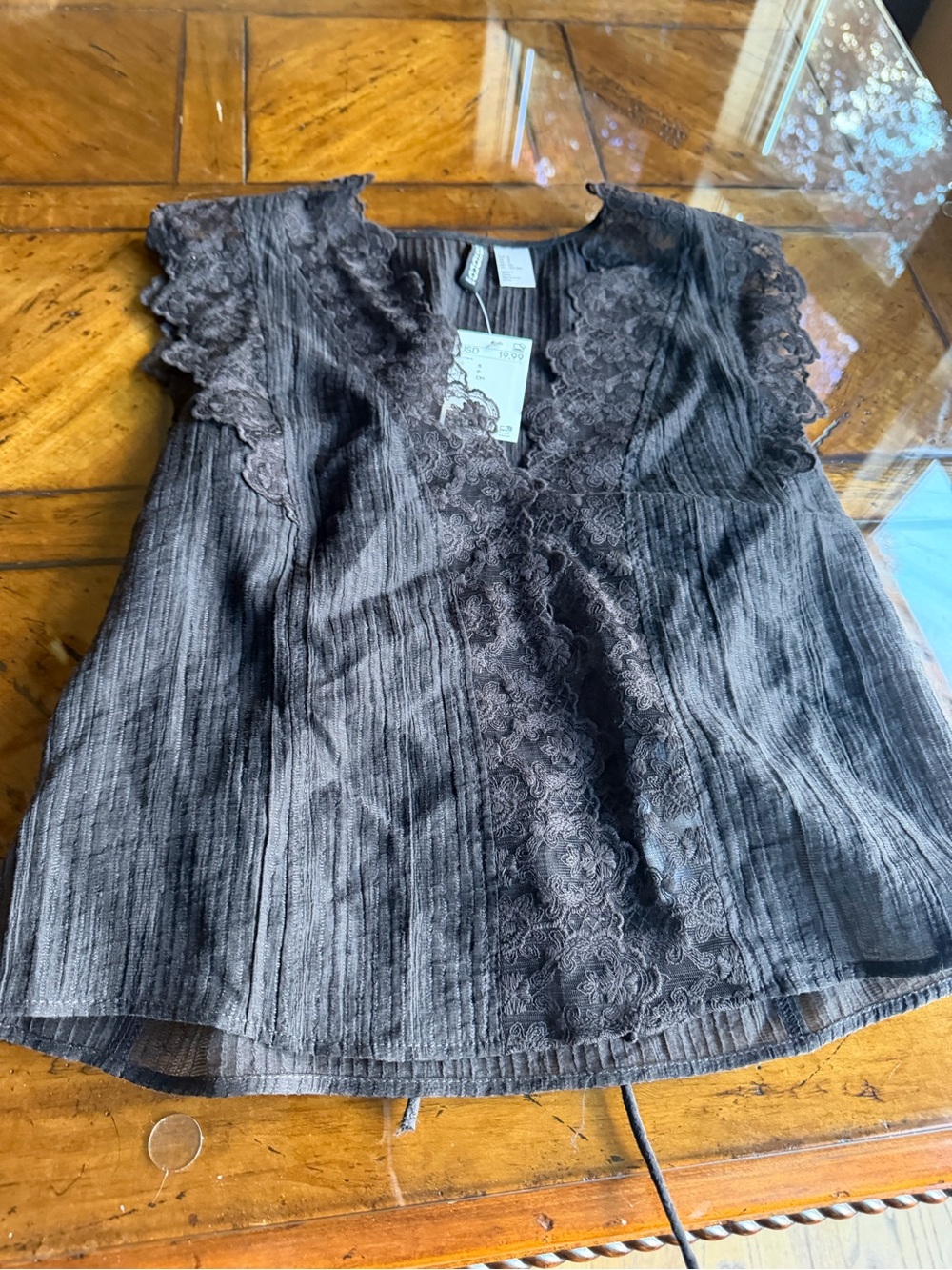 H&M Black Lace-Trim V-Neck Camisole